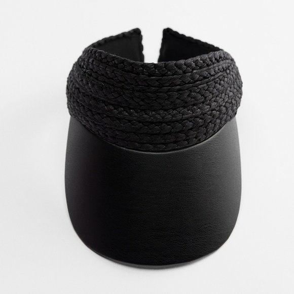 NWT. Zara Black Raffia Vizor. Size S-M. - Picture 1 of 11
